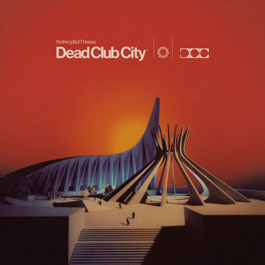 "Album cover art for 'Dead Club City' by Nothing But Thieves, featuring futuristic architecture."
