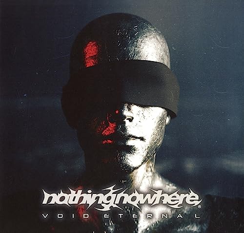 Blindfolded person with red markings, album cover for nothing,nowhere.’s VOID ETERNAL.