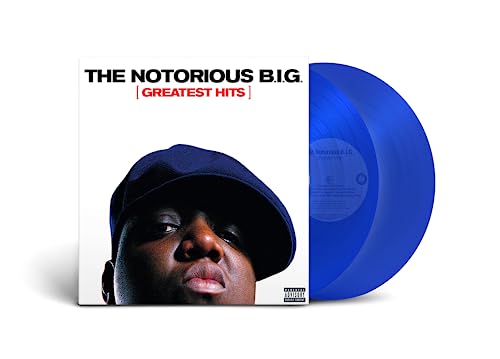 Notorious B.I.G. “Greatest Hits” vinyl record with blue translucent disc.