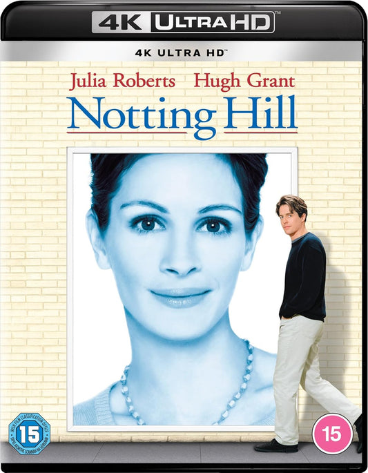 4K Ultra HD Blu-ray cover of Notting Hill featuring Julia Roberts and Hugh Grant.