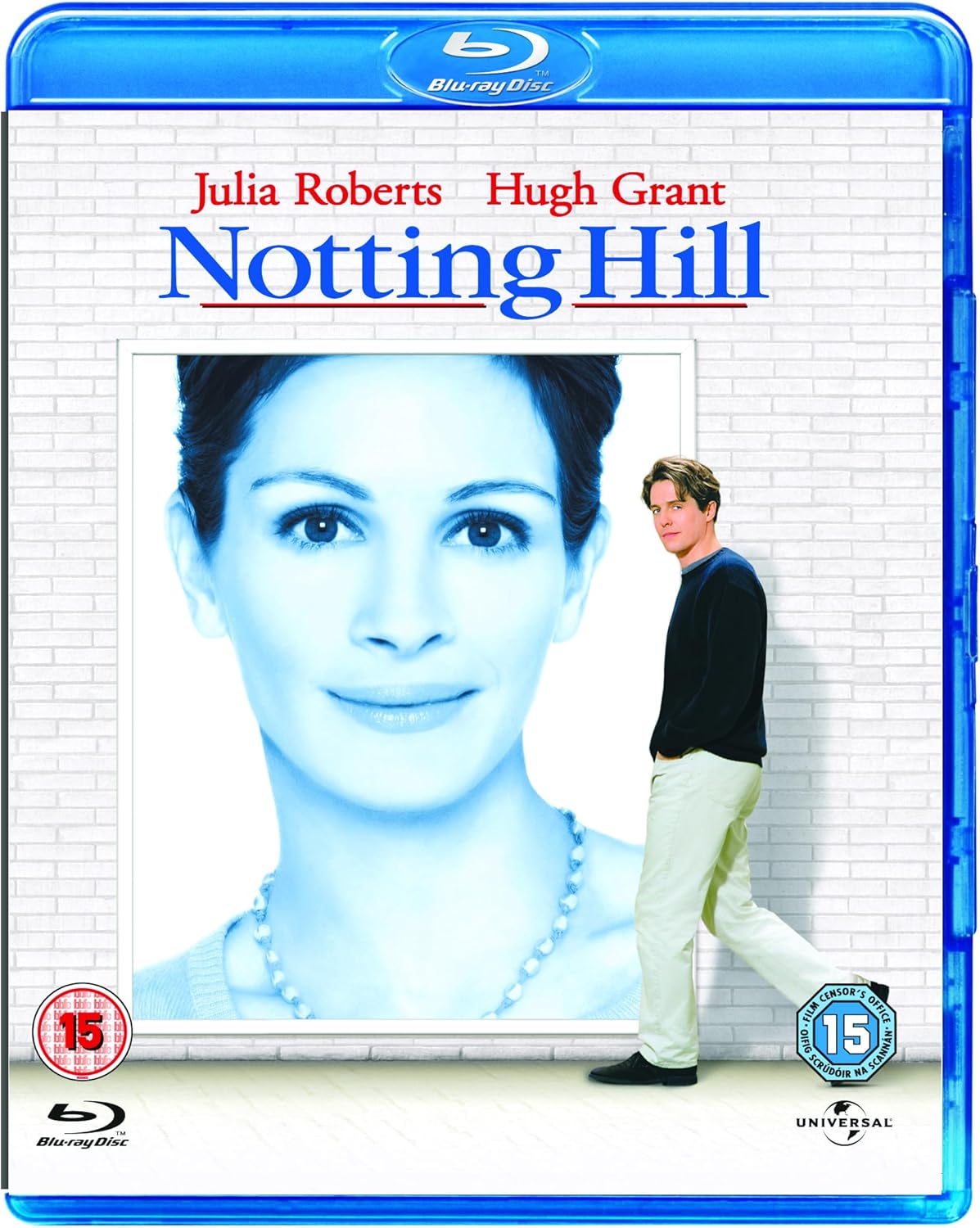 Notting Hill" Blu-ray cover featuring Julia Roberts and Hugh Grant.