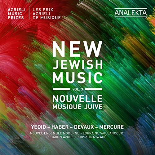 CD cover for “New Jewish Music, Vol. 3” with abstract red and green art.