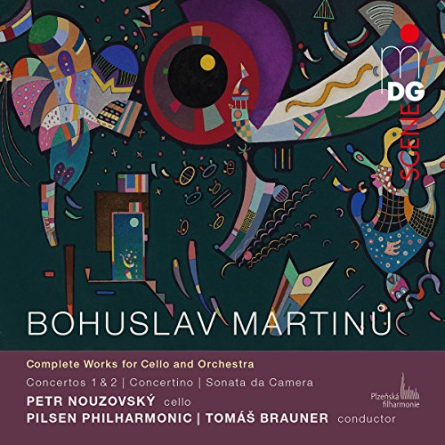 CD cover: abstract colorful shapes with text naming composer Martinů and performers.