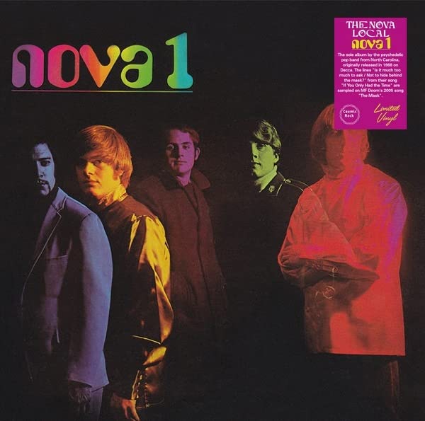 Album cover for Nova 1, featuring a band portrait with psychedelic coloring.