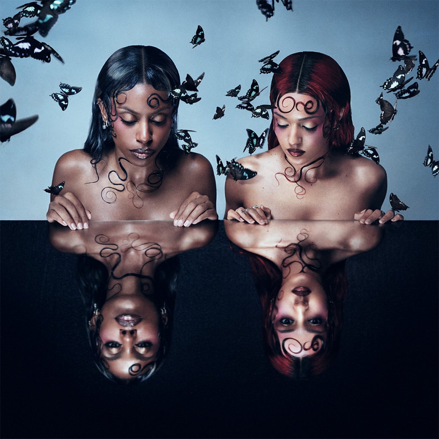 Nova Twins album cover featuring two women with butterfly and vine imagery.