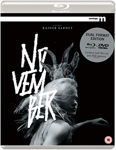 "Blu-ray case with black cover featuring a woman and goat's head, 'NOVEMBER' text."