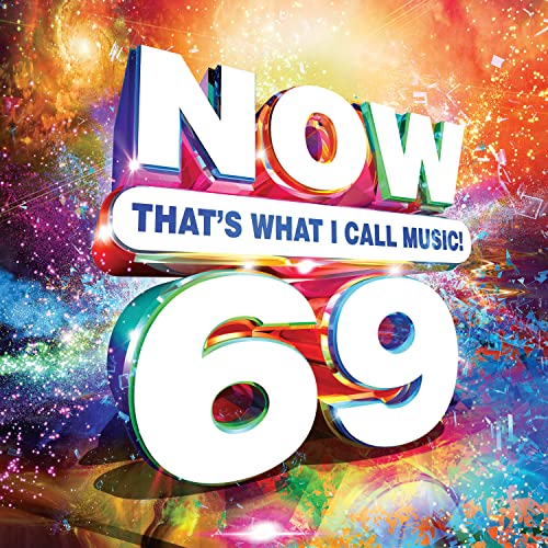 CD cover for “NOW 69: That’s What I Call Music!” with colorful splash art.