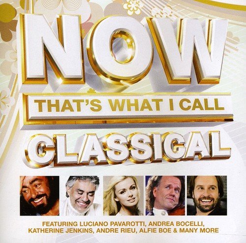 Classical music compilation cover with gold text and headshots of famous musicians.