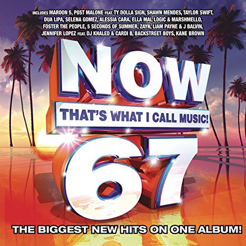 “Now That’s What I Call Music! 67” CD cover with palm trees and a sunset.