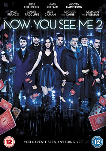 Now You See Me 2" DVD cover featuring a group of actors and playing cards.