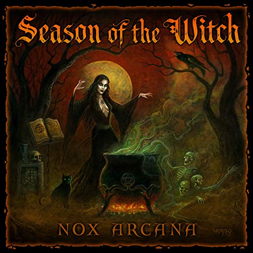 CD cover: witch stirring a cauldron under a full moon.