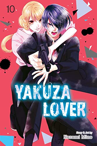 Manga cover: two characters embrace, one holding a gun, with title "Yakuza Lover".