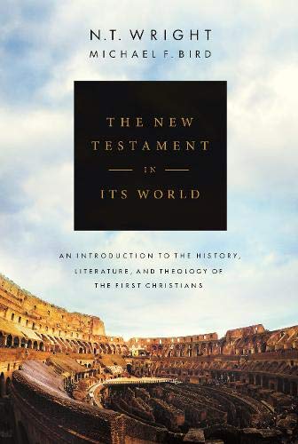 Book cover: "The New Testament in its World" with Roman Colosseum backdrop.