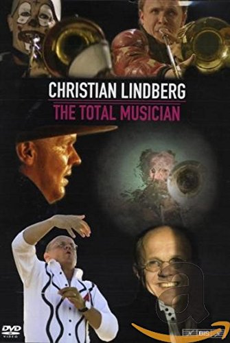 "Christian Lindberg DVD cover featuring the musician in various poses with trombones."