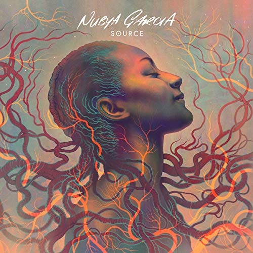 Album cover featuring a woman surrounded by swirling, glowing red and orange tendrils.