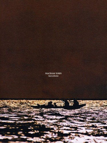 CD cover for Nucleus Torn’s “Travellers” featuring silhouetted rowers on water.