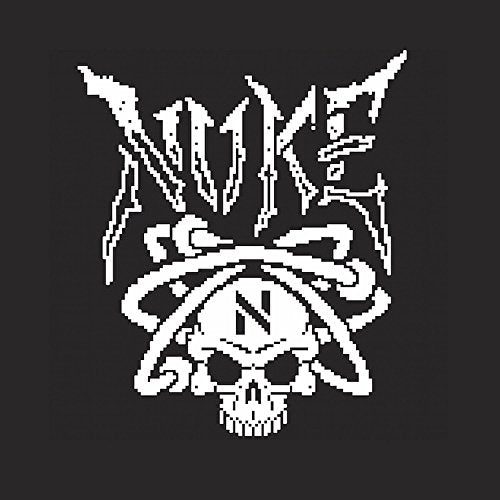 Black background with white skull and stylized "NUKE" text design.