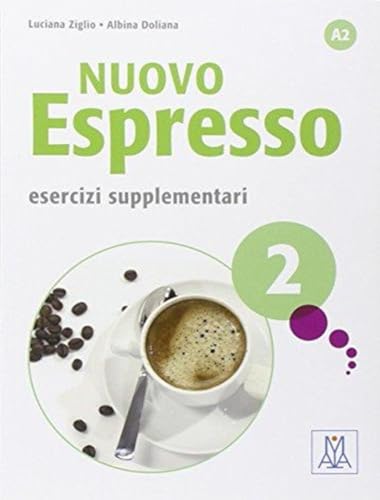 Italian language exercise book, “Nuovo Espresso,” with coffee cup image.