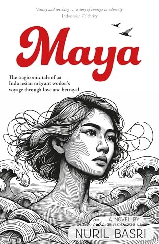 Book cover: portrait of a woman with waves, titled “Maya.”