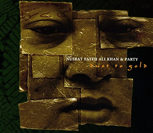 CD cover for Nusrat Fateh Ali Khan’s “Dust to Gold” with fragmented face.