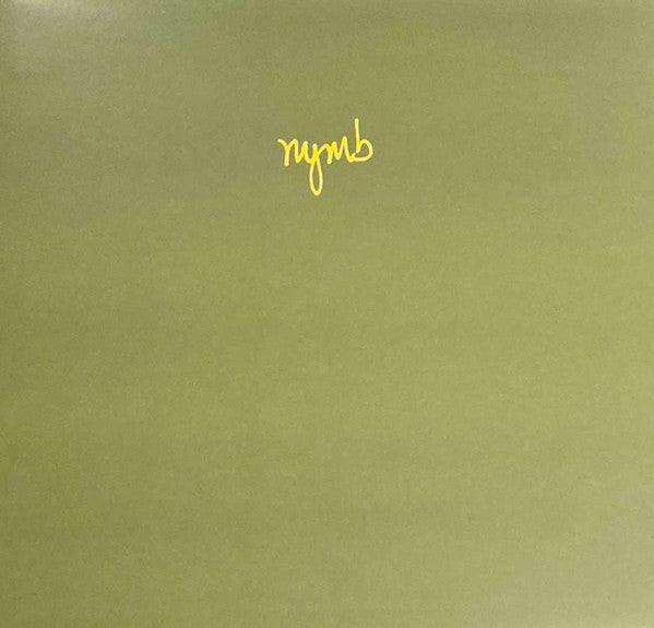Green vinyl record cover with handwritten “nymb” text.