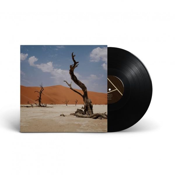 Vinyl record with album art depicting a desert landscape and dead tree.