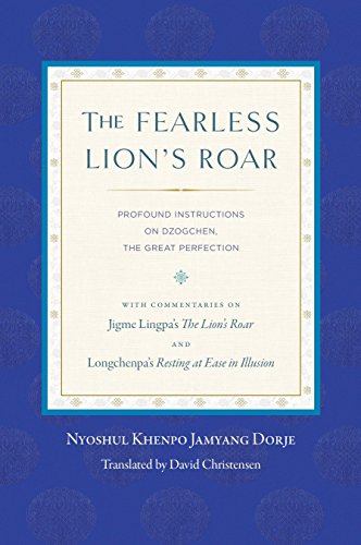 Book cover with gold-bordered title: "The Fearless Lion's Roar" in dark text.