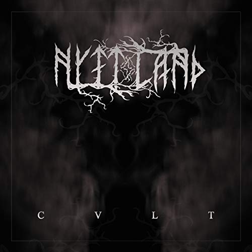 Dark album cover with thorny, stylized “Nytt Land” text and “Cvlt” below.