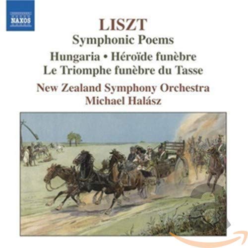 CD cover: Liszt symphonic poems with painting of horse-drawn procession.