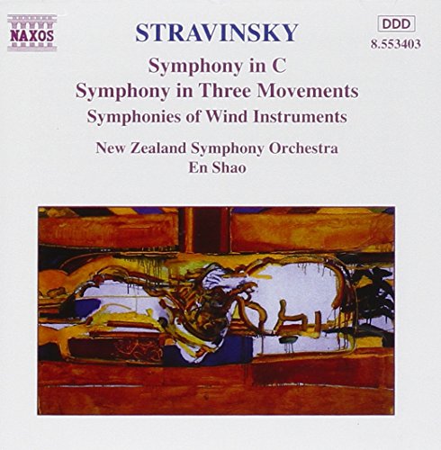 Stravinsky CD cover featuring abstract art of a reclining figure, white background, pink and blue text.