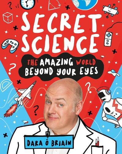 Book cover with portrait of Dara Ó Briain and science-themed illustrations.