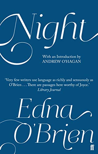 Book cover for "Night" by Edna O'Brien, with white script on dark blue.