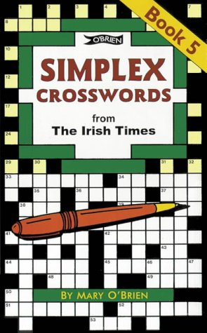 Crossword puzzle book with a pen, titled "Simplex Crosswords from The Irish Times.