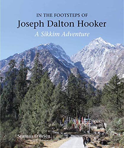 Book cover depicting snowy mountains and forested hills in Sikkim.