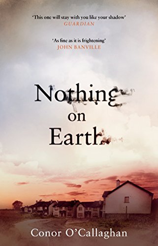 Book cover: "Nothing on Earth" with a rural landscape and stormy sky.