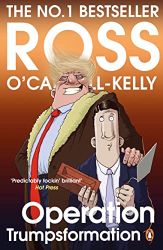 Book cover: cartoon of Trump with a stressed man, titled "Operation Trumpsformation".
