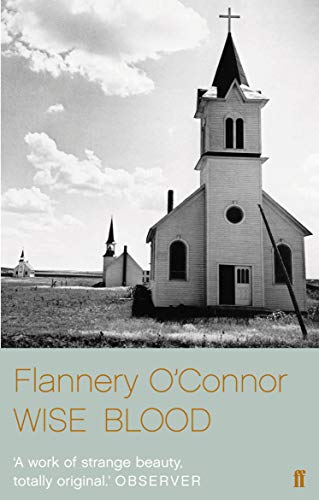 Black and white photo of a church, with book title and author text below.