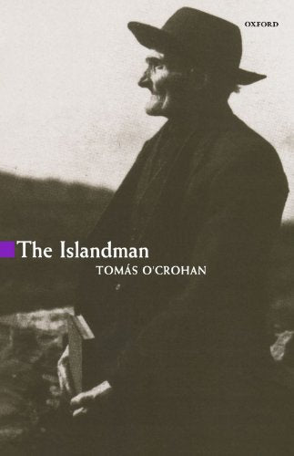 Book cover: "The Islandman" by Tomás O'Crohan, featuring a man in a hat.