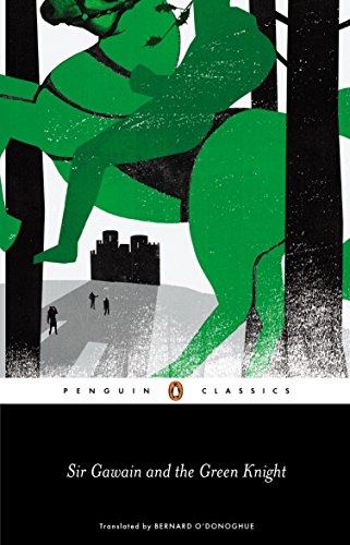 Green and black illustrated cover for “Sir Gawain and the Green Knight”.