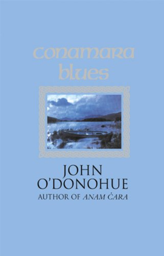 Book cover for Conamara Blues by John O'Donohue featuring a lake and boat image.