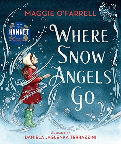 Book cover: girl in red coat looking up at falling snowflakes.