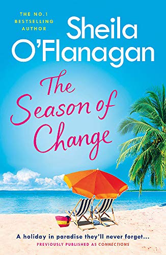 Book cover: beach scene with chairs, palm tree, and title "The Season of Change".
