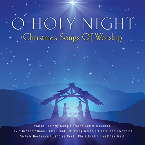 CD cover for “O Holy Night” featuring a nativity scene and starry sky.