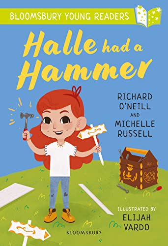 Book cover: girl with red hair holding a hammer and wood.