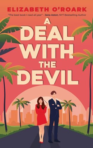Book cover featuring a couple standing between palm trees and a city.