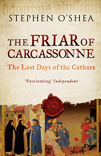 Book cover: "The Friar of Carcassonne" with medieval illustration.