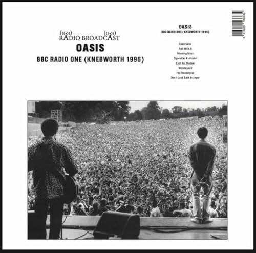 Oasis BBC Radio One Knebworth 1996 vinyl record cover with crowd photo.