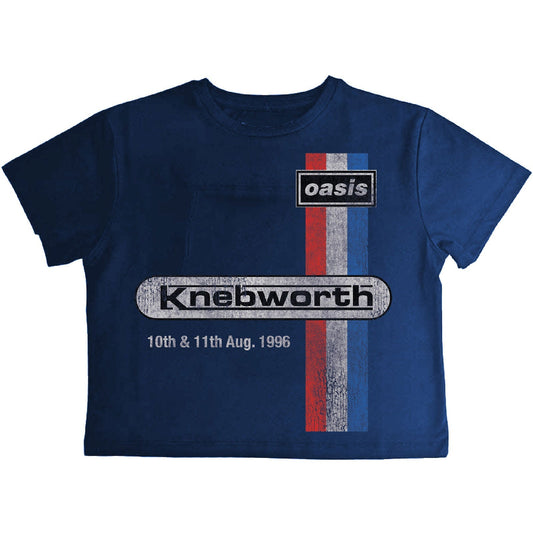 Navy blue cropped t-shirt with Knebworth '96 concert graphic, size XX-Large.
