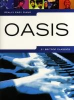 Piano sheet music book for Oasis songs, with keyboard image.