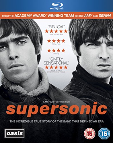 Blu-ray cover featuring Liam and Noel Gallagher with the title Supersonic in orange text.